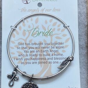 Earth Angel Bride Silver Charm Bracelet
